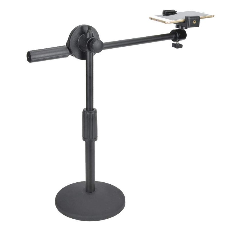 Hilitand Phone Photography Video Bracket Stand,360Â° Rotate Arm Overhead Low Angle Photo Live Recording Desktop Mount Stick Holder Extension Rod Pole,with 5.3-10cm Phone - Image 1